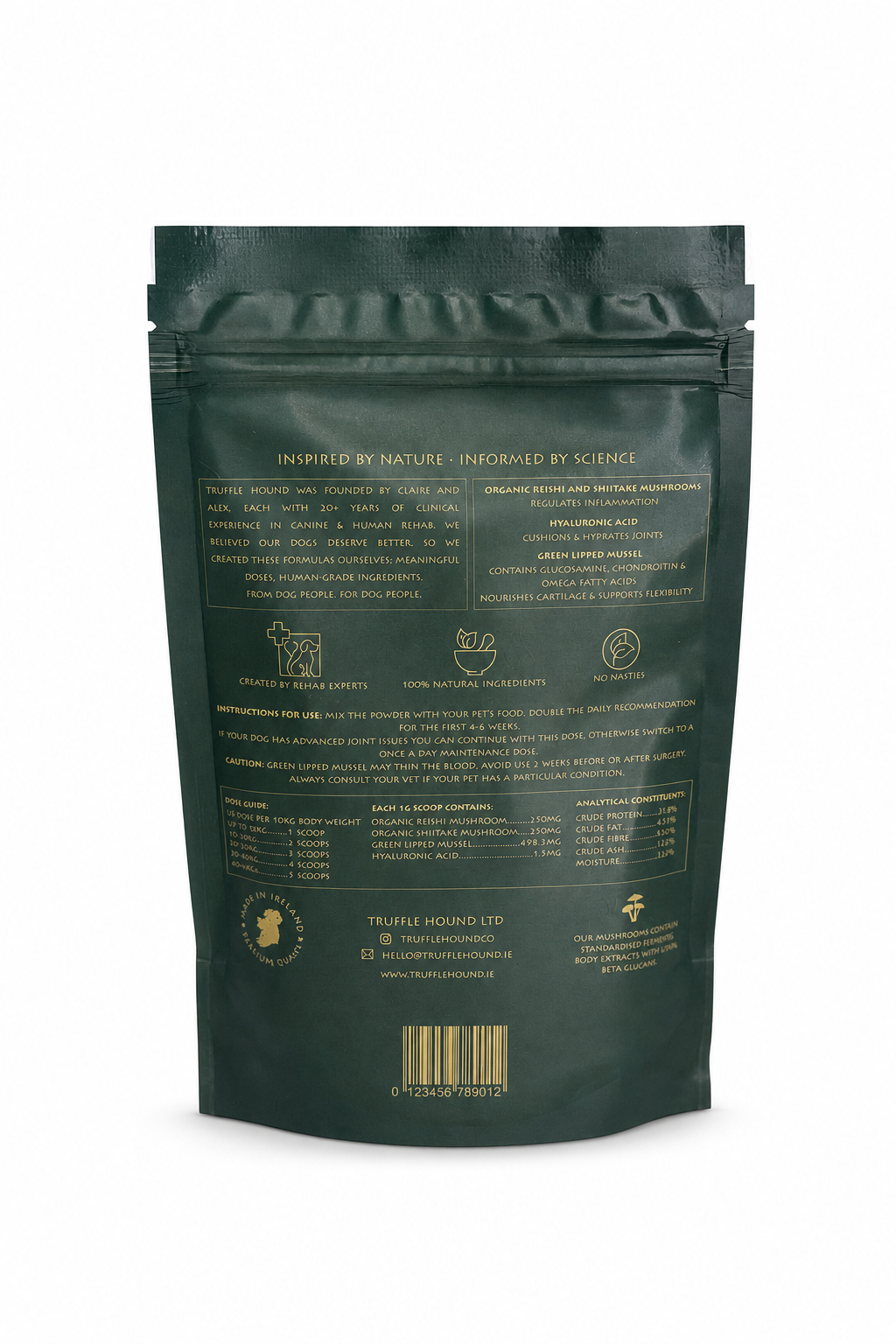 Truffle Hound Advanced Joint Health pouch, back view